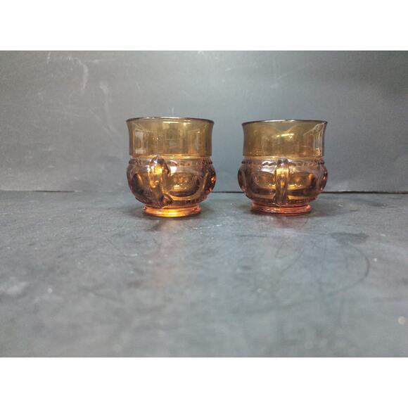 Indiana Glass Amber Kings Crown Creamer And Open Sugar Bowl, Vintage Yellow Glas - Picture 2 of 9